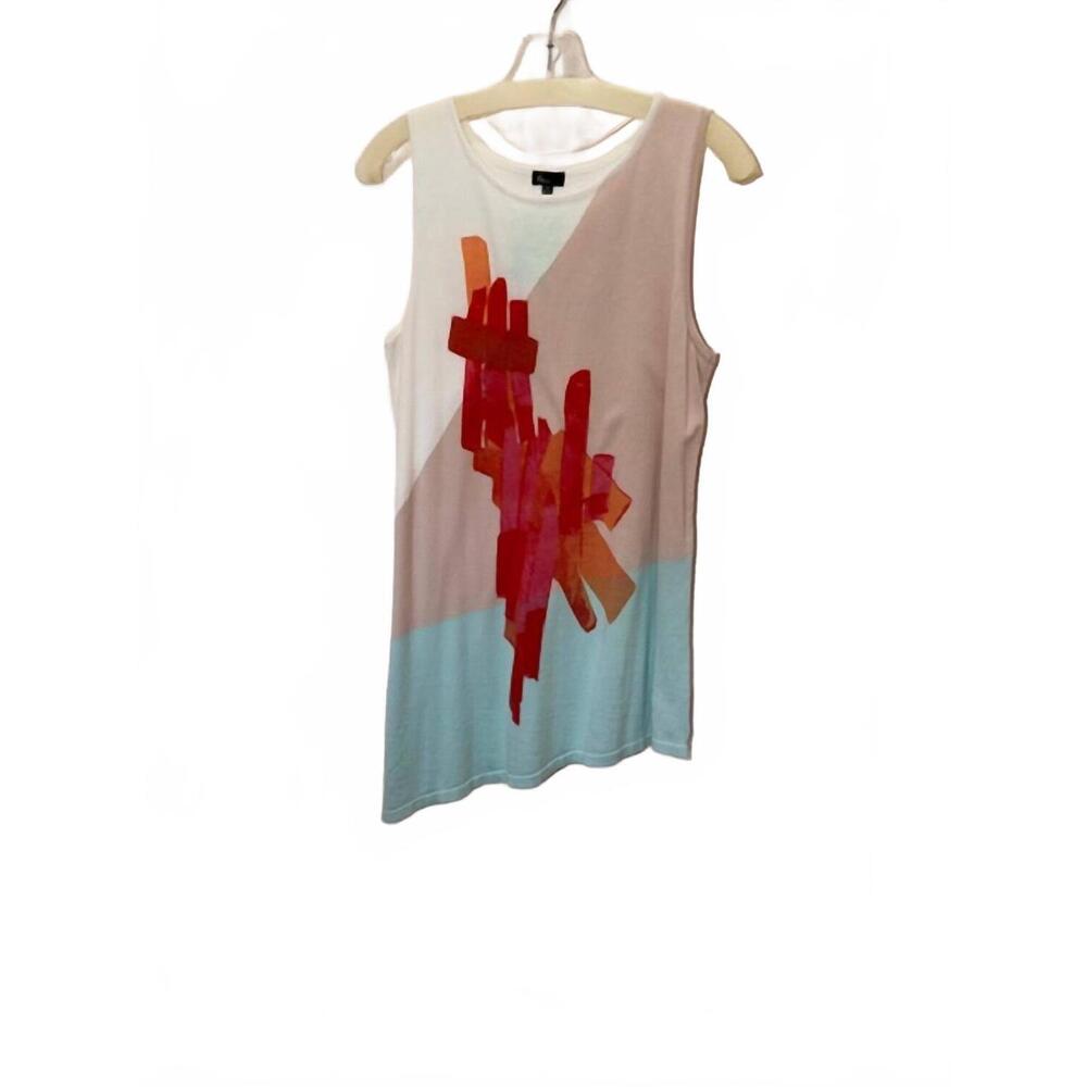 NEW 6 BY SIX women's assymetrical sleeveless sweater in natural, aqua, orange